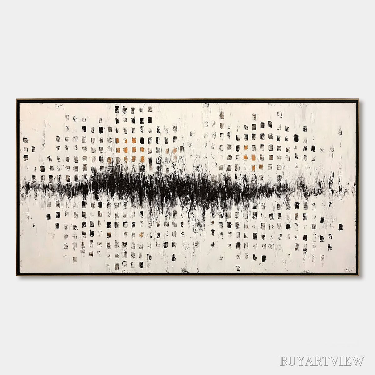ARTOVITAS Urban Echo – Large Black and White Textured Abstract Painting - image 1