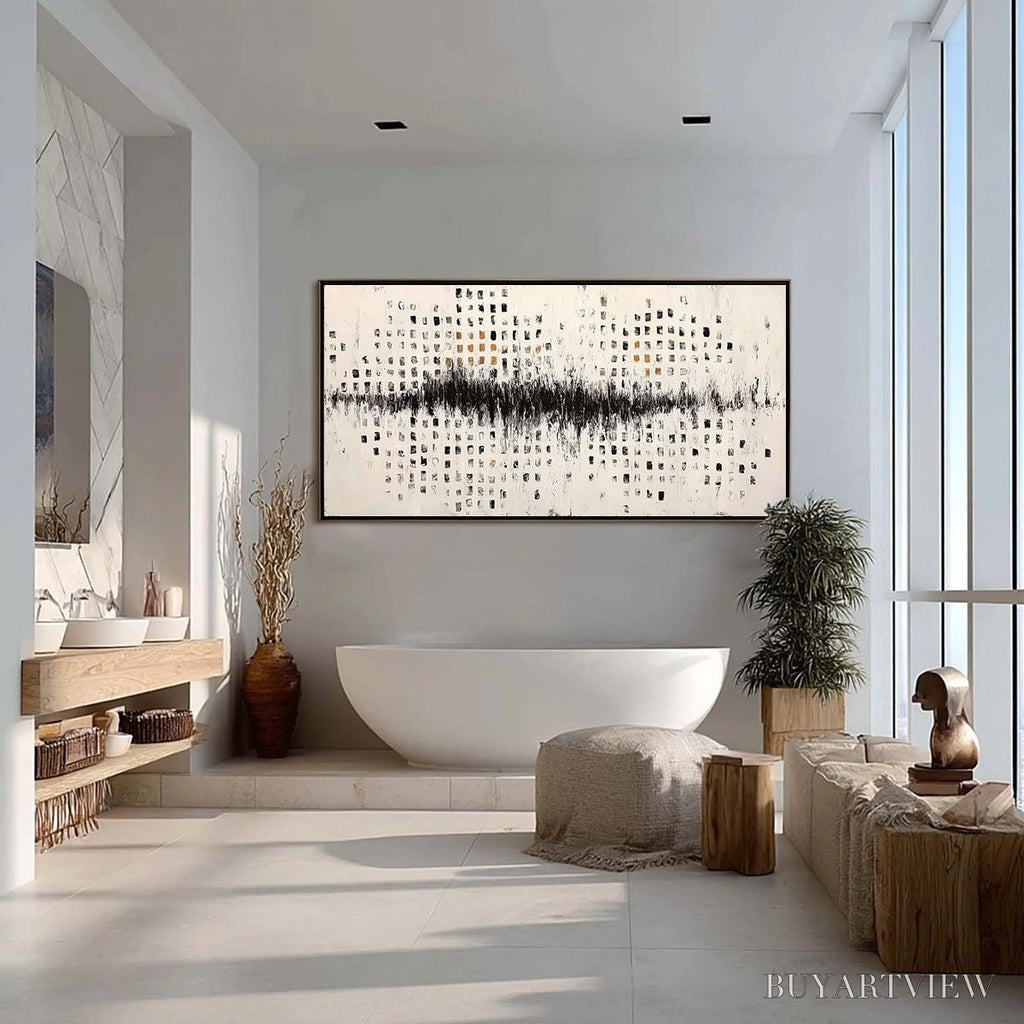 ARTOVITAS Urban Echo – Large Black and White Textured Abstract Painting - image 4