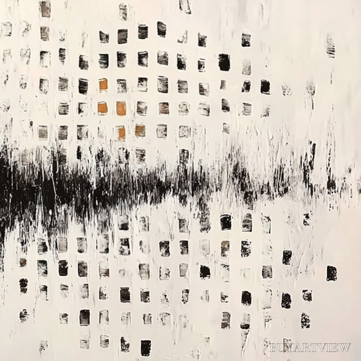 ARTOVITAS Urban Echo – Large Black and White Textured Abstract Painting - image 5