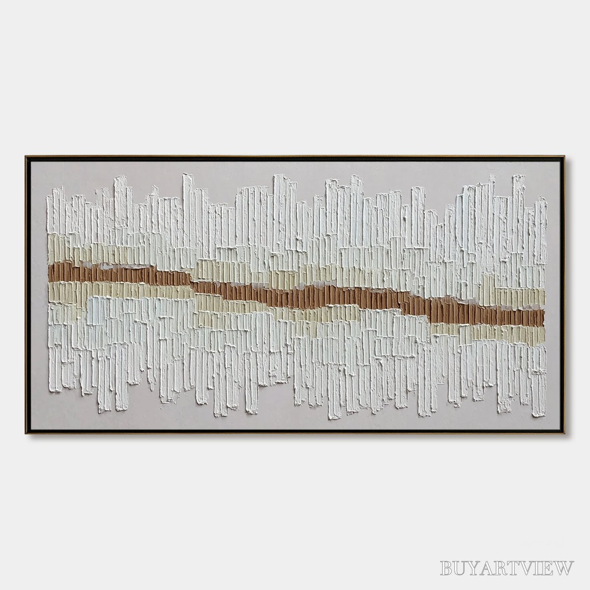 ARTOVITAS Urban Rhythm – Large Horizontal Textured Minimalist Abstract Painting - image 1