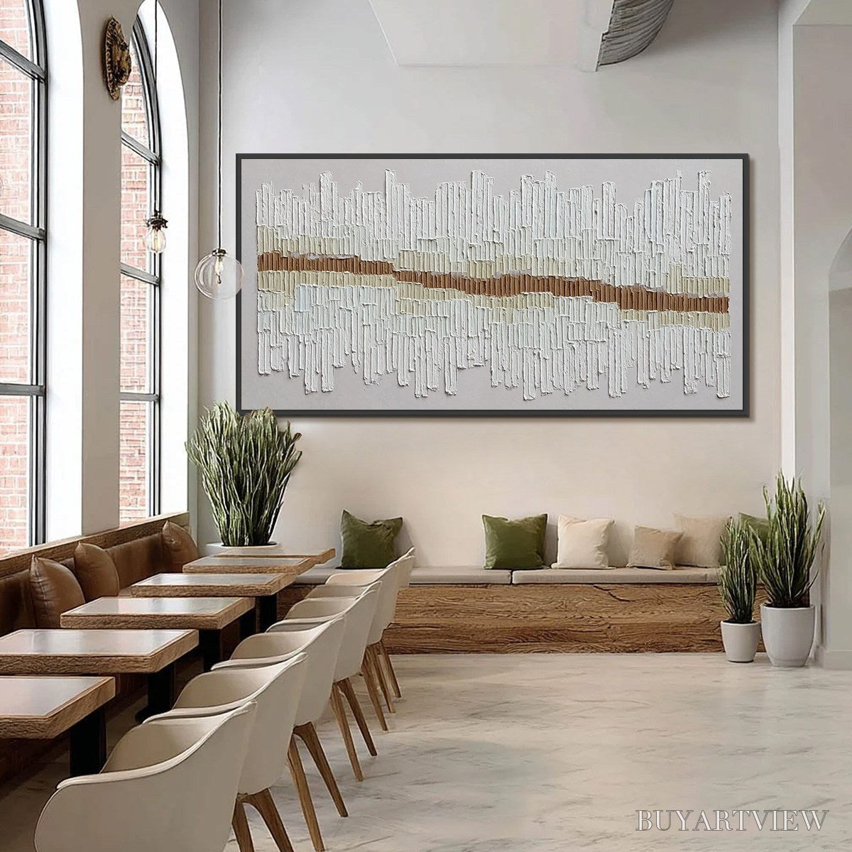 ARTOVITAS Urban Rhythm – Large Horizontal Textured Minimalist Abstract Painting - image 2
