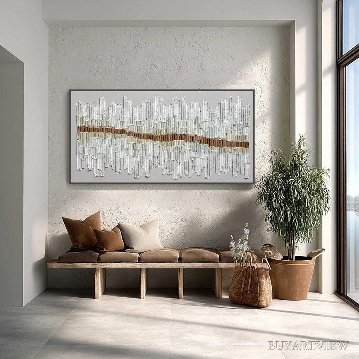 ARTOVITAS Urban Rhythm – Large Horizontal Textured Minimalist Abstract Painting - image 4