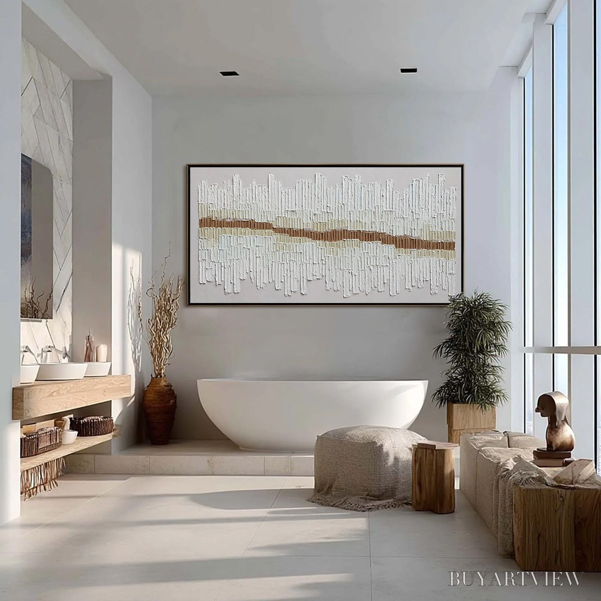ARTOVITAS Urban Rhythm – Large Horizontal Textured Minimalist Abstract Painting - image 6