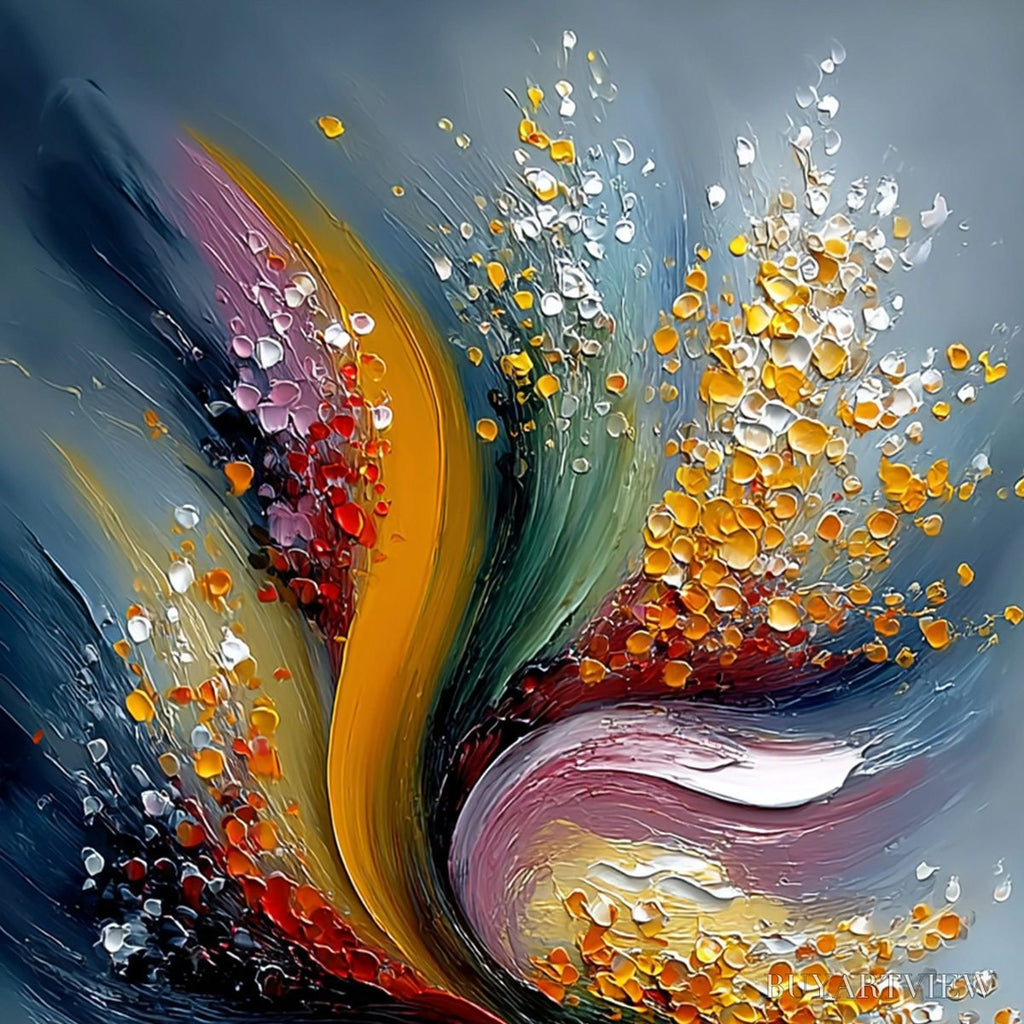 ARTOVITAS Urban Bloom – Textured Abstract Cityscape Palette Knife Painting - image 3