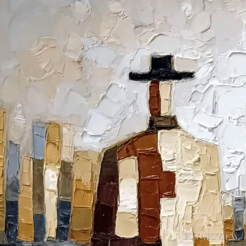ARTOVITAS the Companions – Textured Abstract Cityscape Painting of Two Figures - image 3