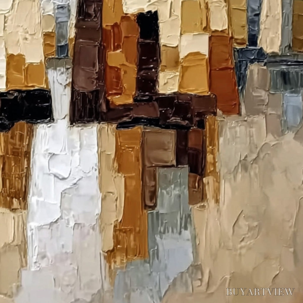 ARTOVITAS the Companions – Textured Abstract Cityscape Painting of Two Figures - image 5