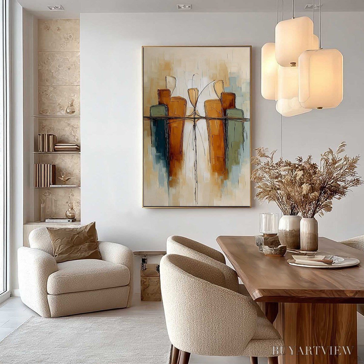 ARTOVITAS Urban Reflections – Textured Abstract Cityscape Reflection Oil Painting - image 2