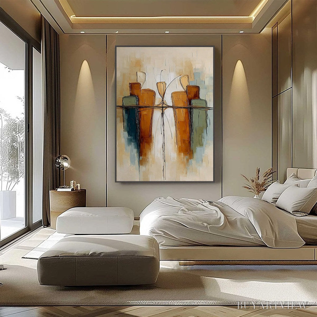 ARTOVITAS Urban Reflections – Textured Abstract Cityscape Reflection Oil Painting - image 6