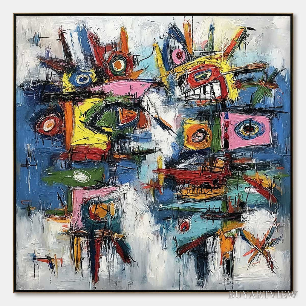 ARTOVITAS Urban Carnival – Bold Colorful Textured Abstract for Modern Spaces - image 1