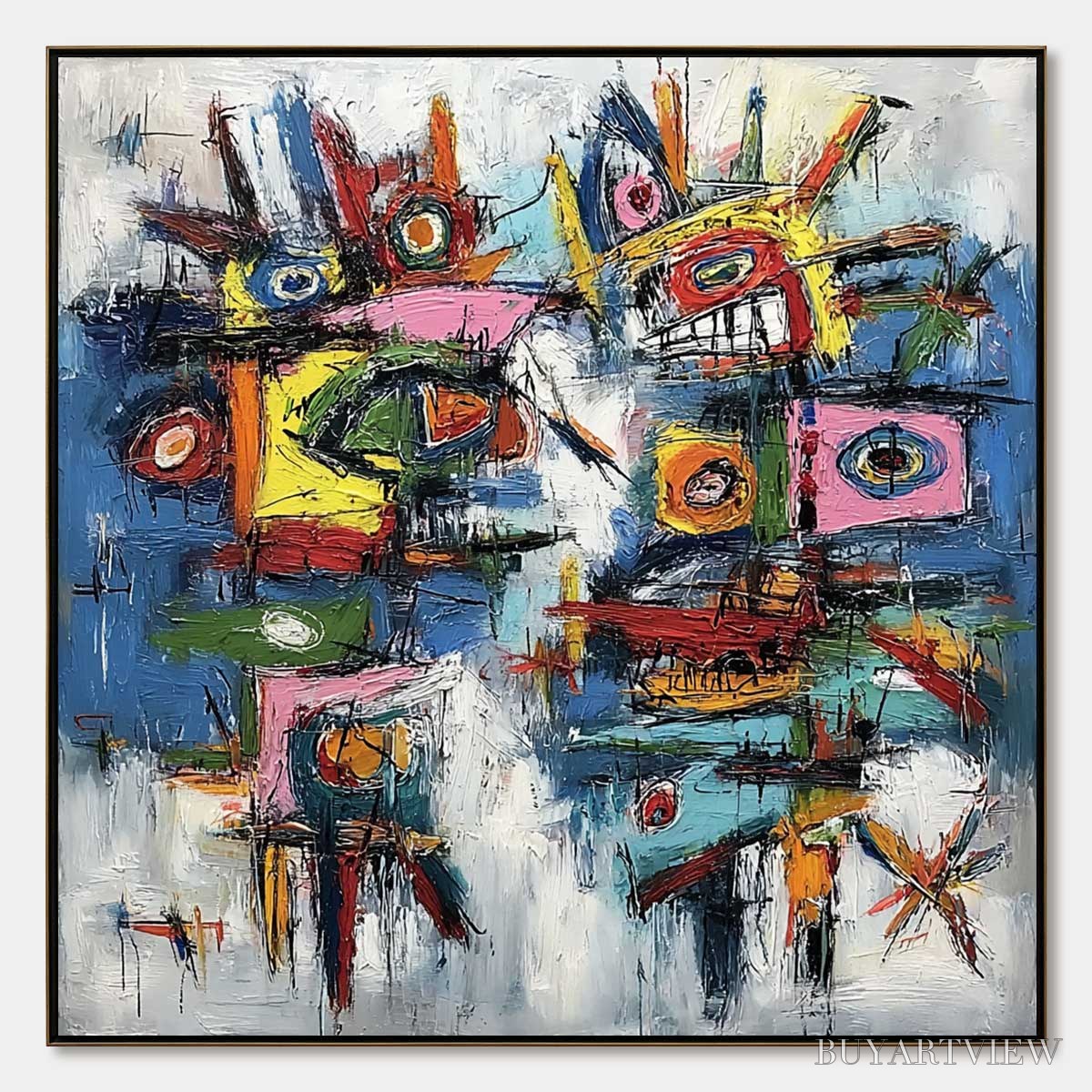 ARTOVITAS Urban Carnival – Bold Colorful Textured Abstract for Modern Spaces - image 1