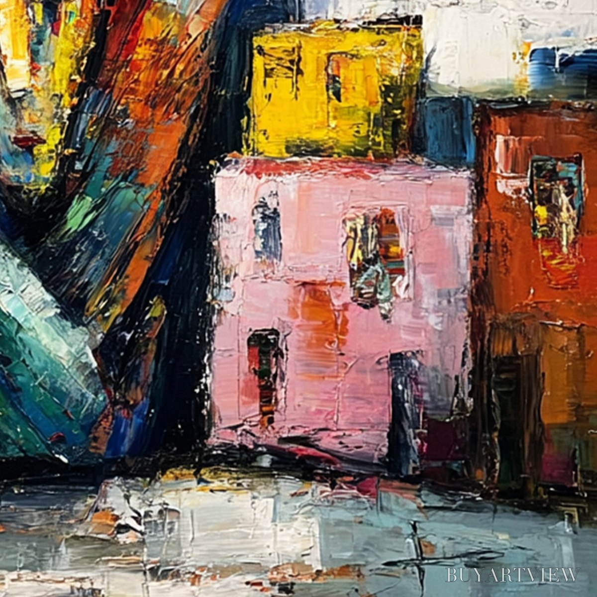 ARTOVITAS Liberty Ignited – Abstract Textured Painting of an Iconic Landmark - image 3