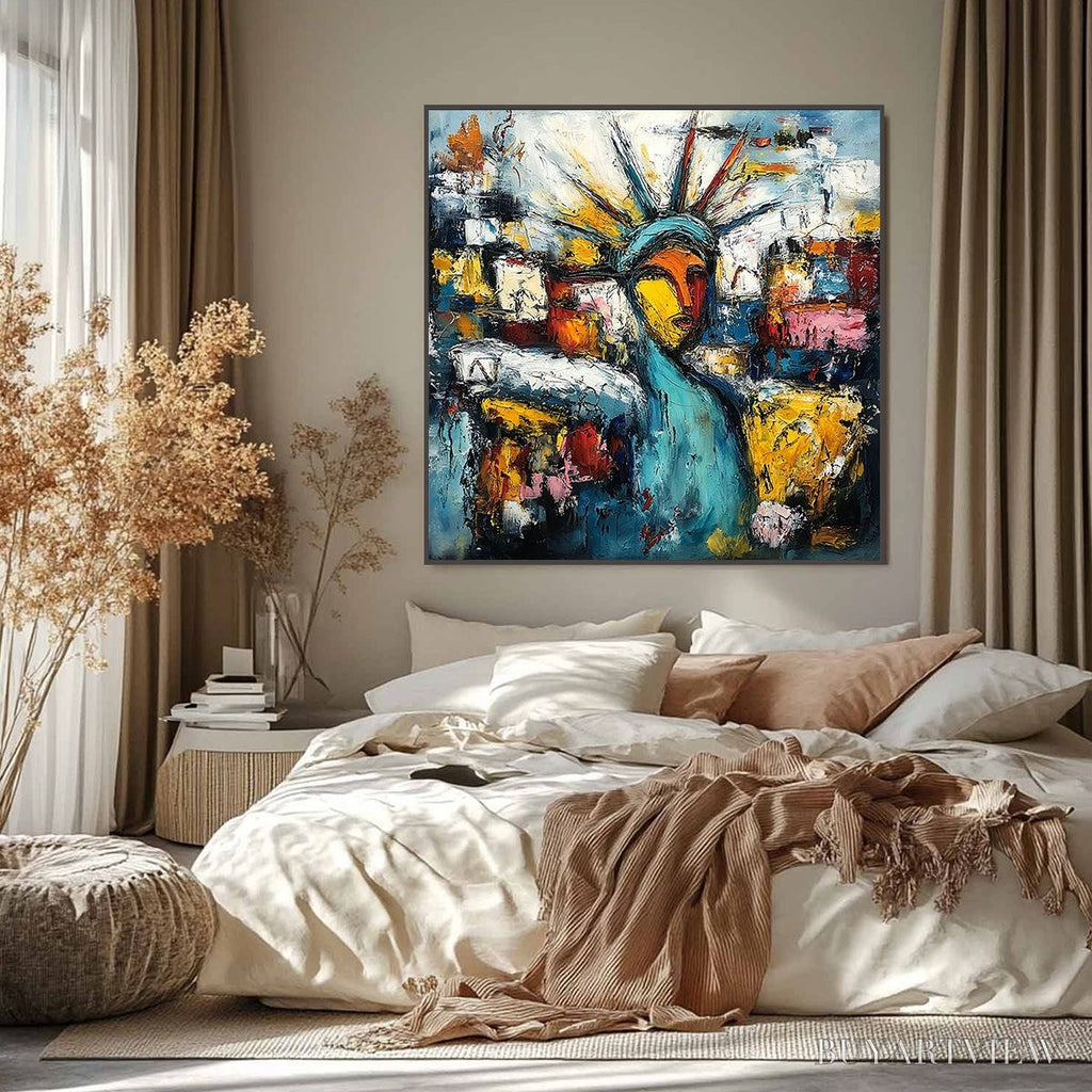 ARTOVITAS Urban Beacon – Abstract Impasto Statue of Liberty Painting - image 2