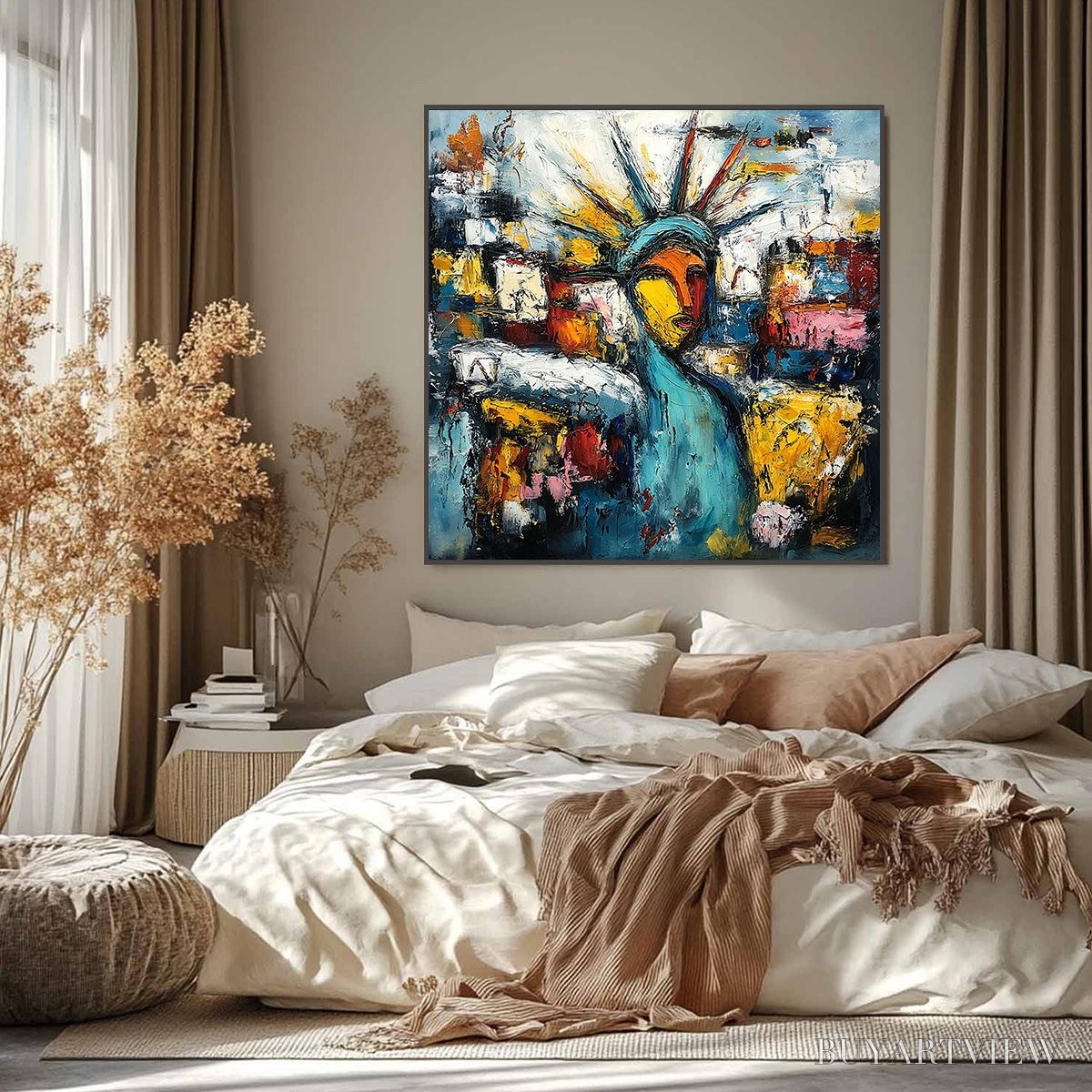 ARTOVITAS Urban Beacon – Abstract Impasto Statue of Liberty Painting - image 2