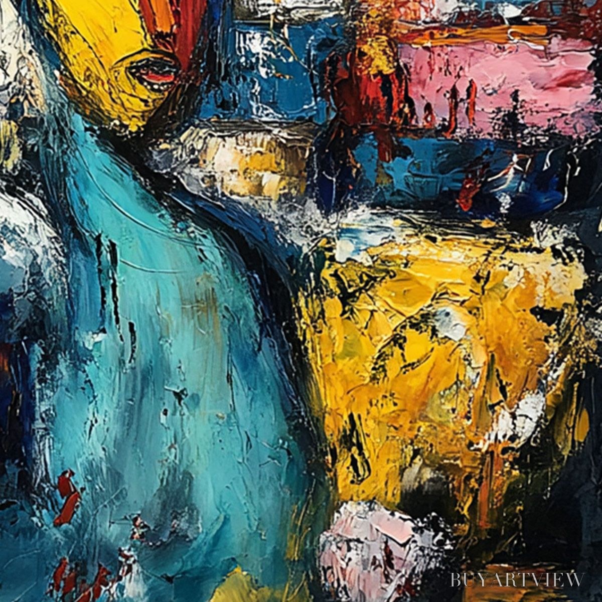 ARTOVITAS Urban Beacon – Abstract Impasto Statue of Liberty Painting - image 5