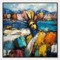 ARTOVITAS Empire Vibrations – Textured Abstract Statue of Liberty Cityscape Painting - image 1