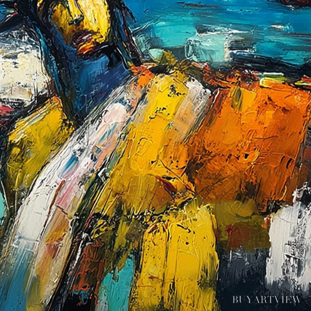 ARTOVITAS Empire Vibrations – Textured Abstract Statue of Liberty Cityscape Painting - image 5
