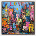 ARTOVITAS City of Love – Vibrant Textured Abstract Cityscape 'Love' Painting - image 1