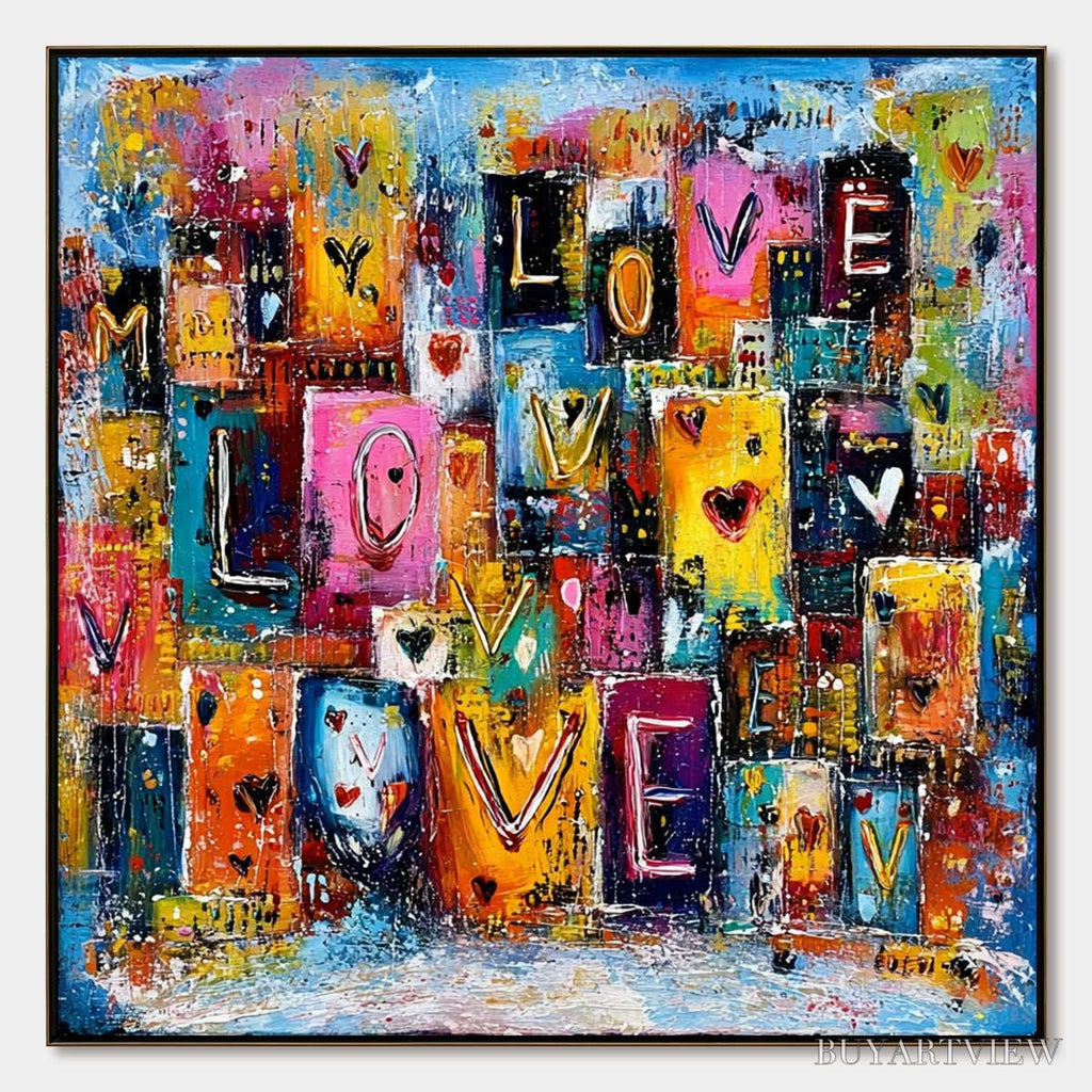 ARTOVITAS Urban Love – Colorful Abstract Textured "Love" Word Art Painting - image 1