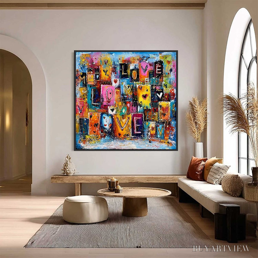 ARTOVITAS Urban Love – Colorful Abstract Textured "Love" Word Art Painting - image 2