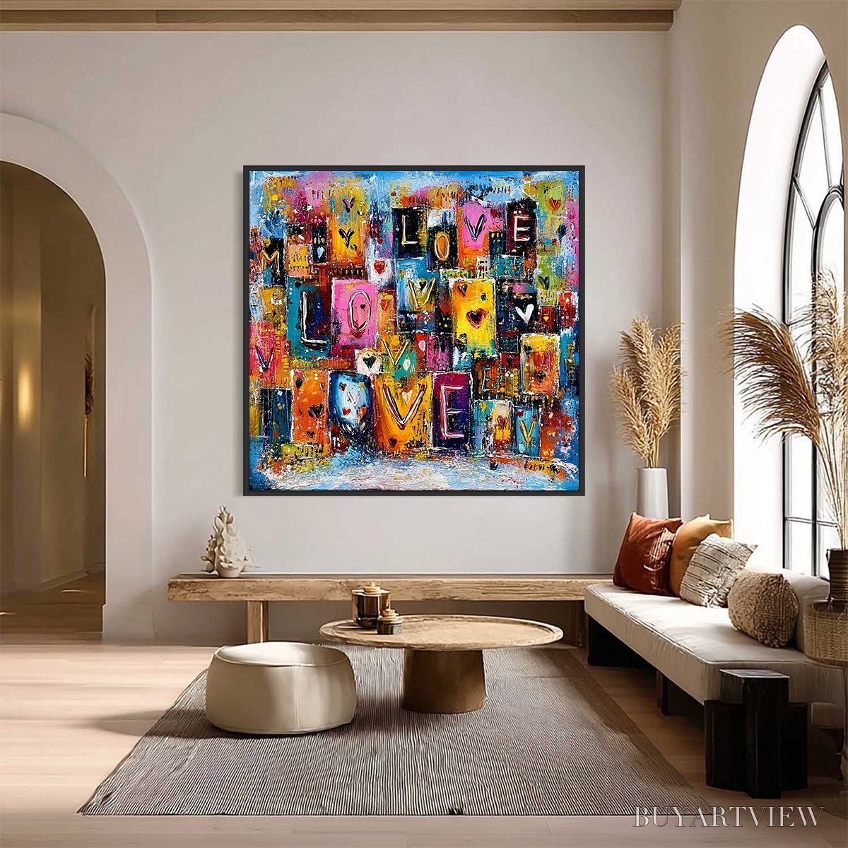 ARTOVITAS Urban Love – Colorful Abstract Textured "Love" Word Art Painting - image 2