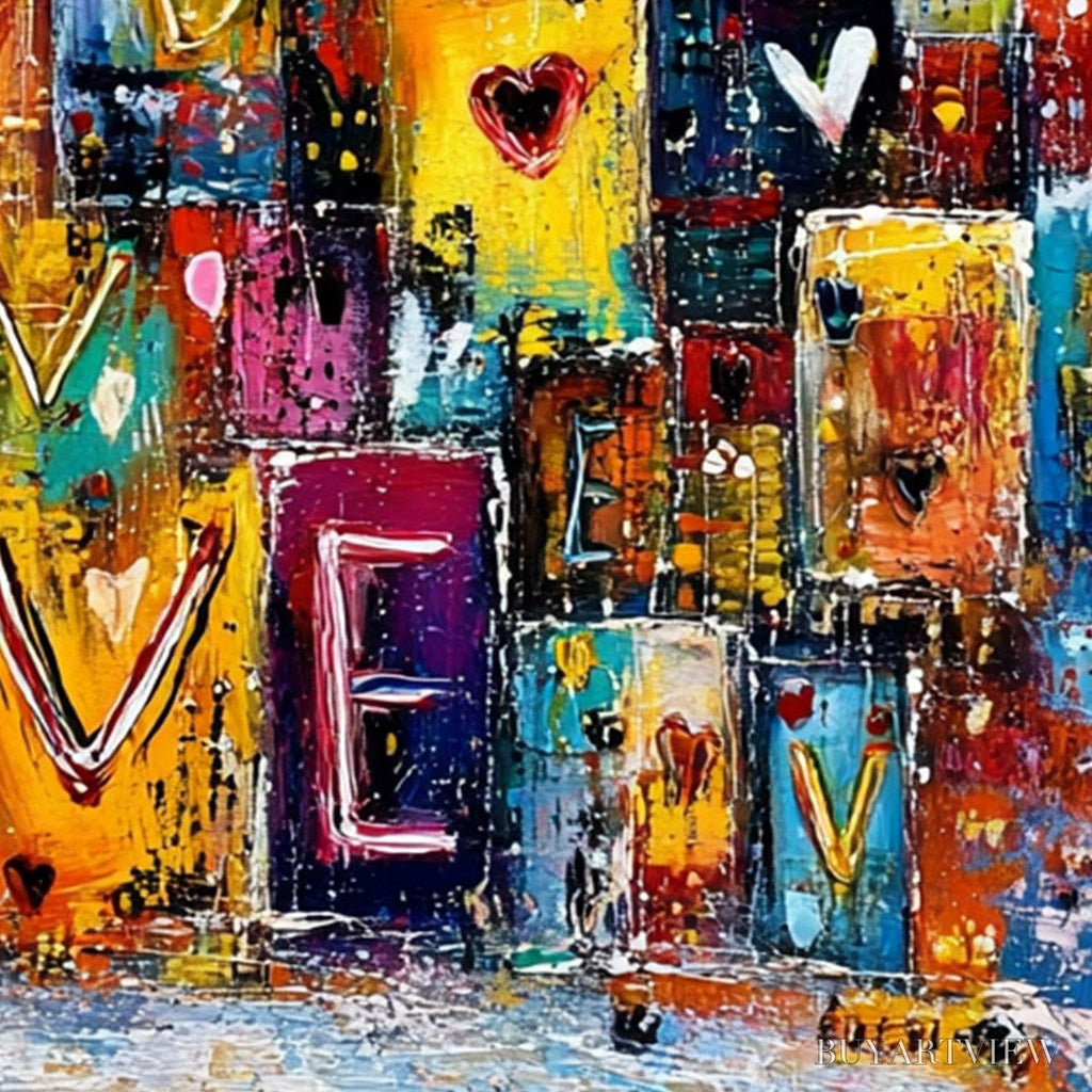 ARTOVITAS Urban Love – Colorful Abstract Textured "Love" Word Art Painting - image 3
