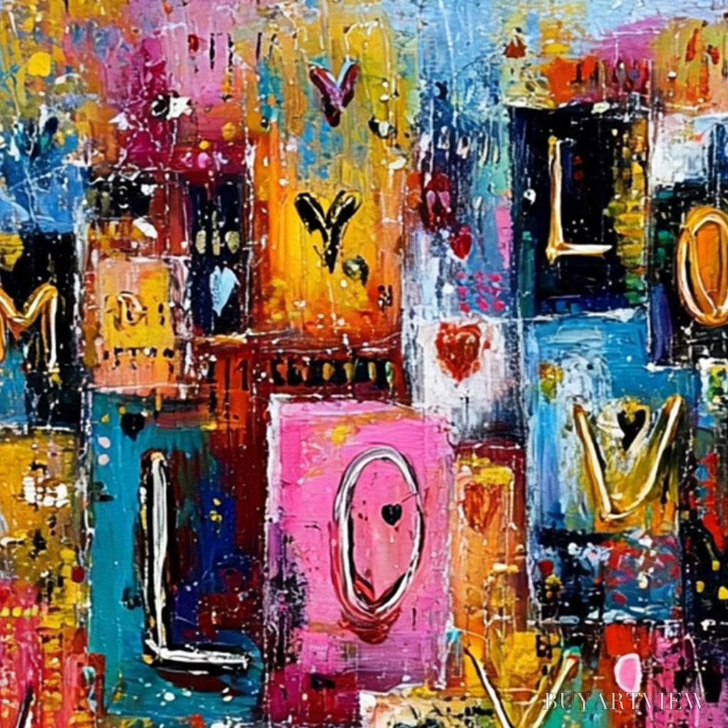 ARTOVITAS Urban Love – Colorful Abstract Textured "Love" Word Art Painting - image 5