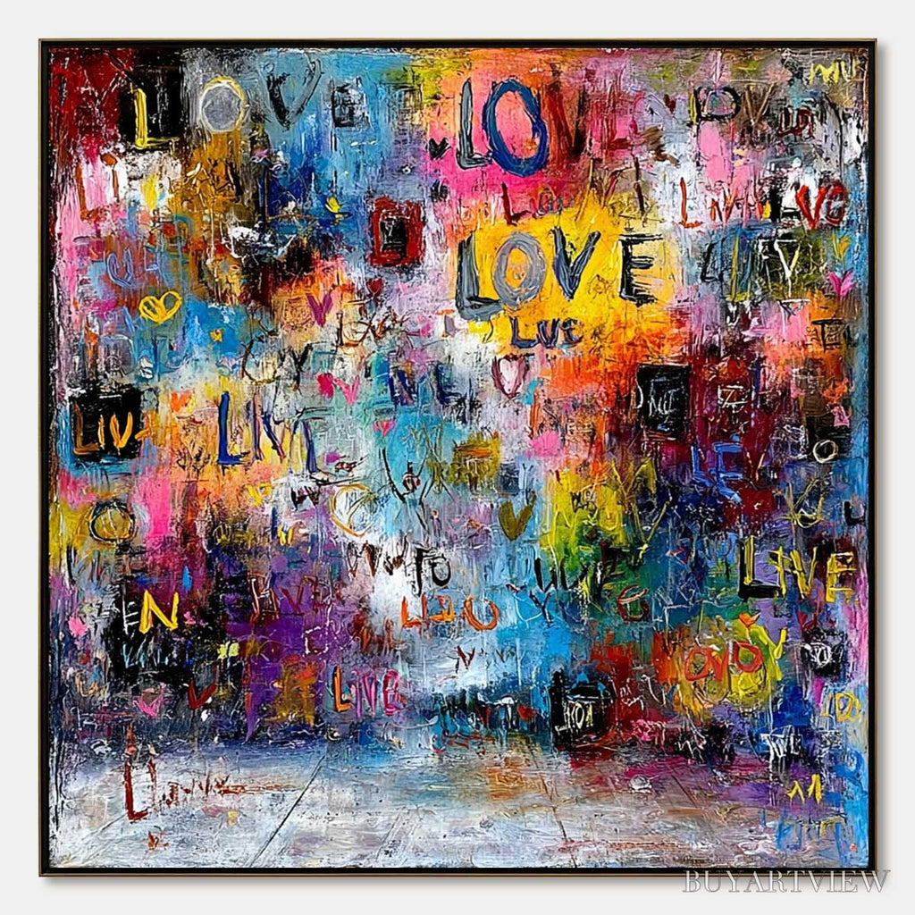ARTOVITAS Echoes of Love – Vibrant Textured Abstract Graffiti Art Painting - image 1