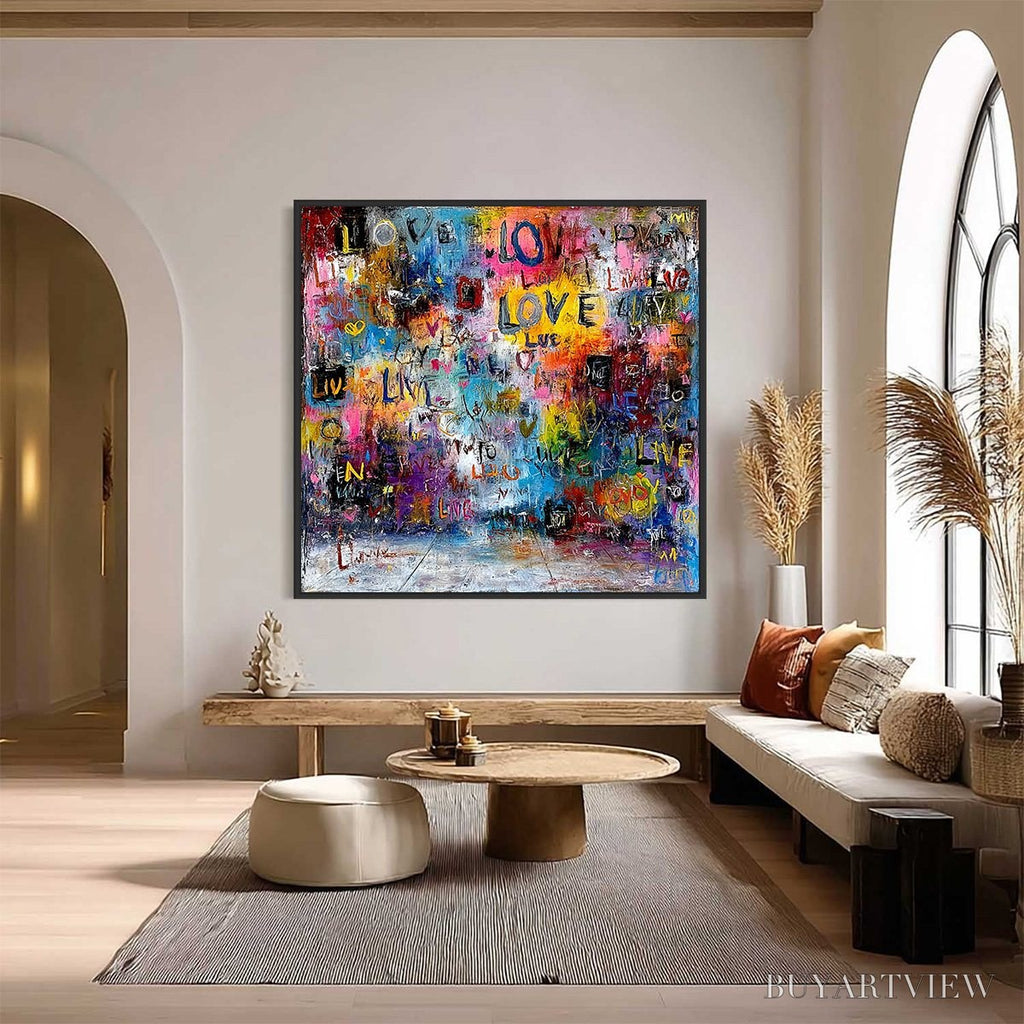 ARTOVITAS Echoes of Love – Vibrant Textured Abstract Graffiti Art Painting - image 2