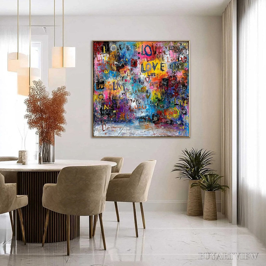 ARTOVITAS Echoes of Love – Vibrant Textured Abstract Graffiti Art Painting - image 4