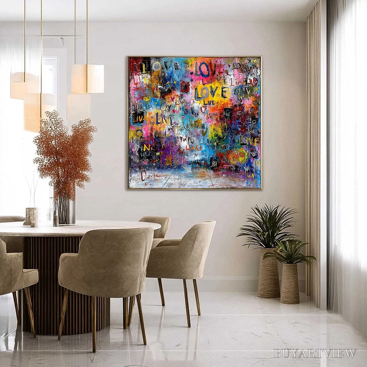 ARTOVITAS Echoes of Love – Vibrant Textured Abstract Graffiti Art Painting - image 4