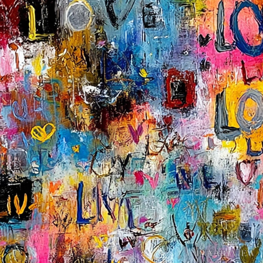 ARTOVITAS Echoes of Love – Vibrant Textured Abstract Graffiti Art Painting - image 5