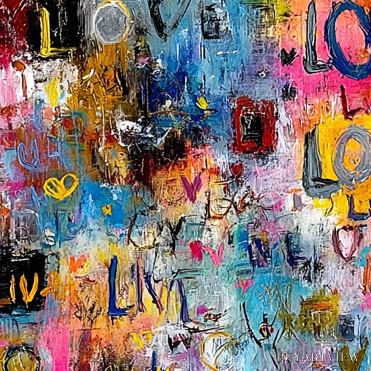 ARTOVITAS Echoes of Love – Vibrant Textured Abstract Graffiti Art Painting - image 5