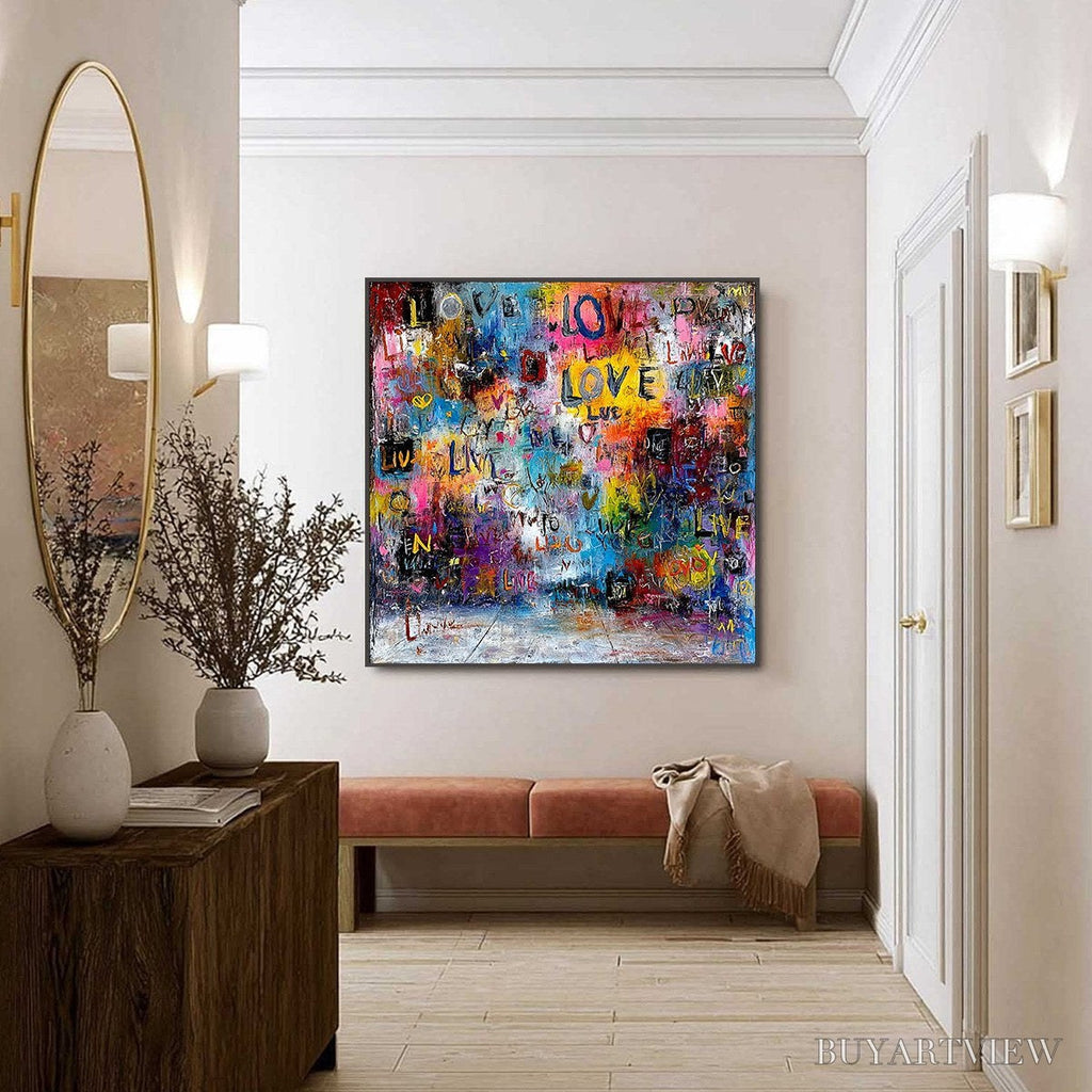 ARTOVITAS Echoes of Love – Vibrant Textured Abstract Graffiti Art Painting - image 6