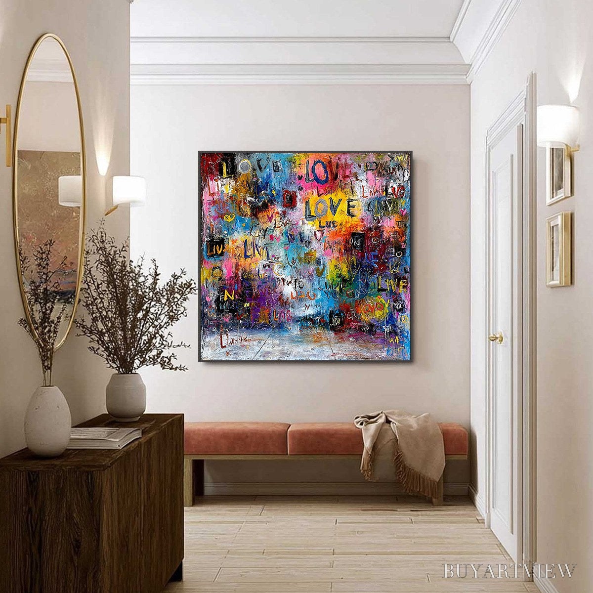 ARTOVITAS Echoes of Love – Vibrant Textured Abstract Graffiti Art Painting - image 6