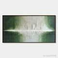 ARTOVITAS Emerald Horizon – Large Textured Green and White Abstract Cityscape Painting - image 1