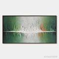 ARTOVITAS Veridian Reflections – Textured Abstract Cityscape Reflection Painting - image 1