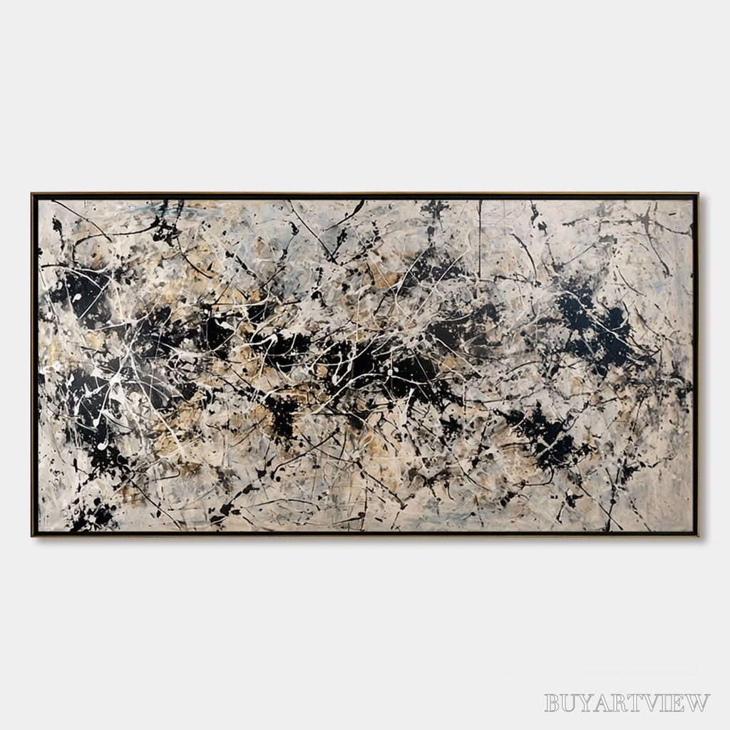 ARTOVITAS Urban Symphony – Large Black and White Abstract Textured Painting - image 1