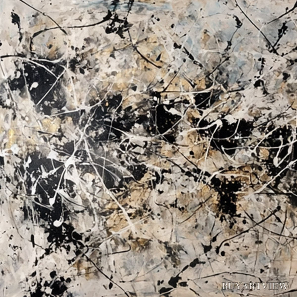 ARTOVITAS Urban Symphony – Large Black and White Abstract Textured Painting - image 3