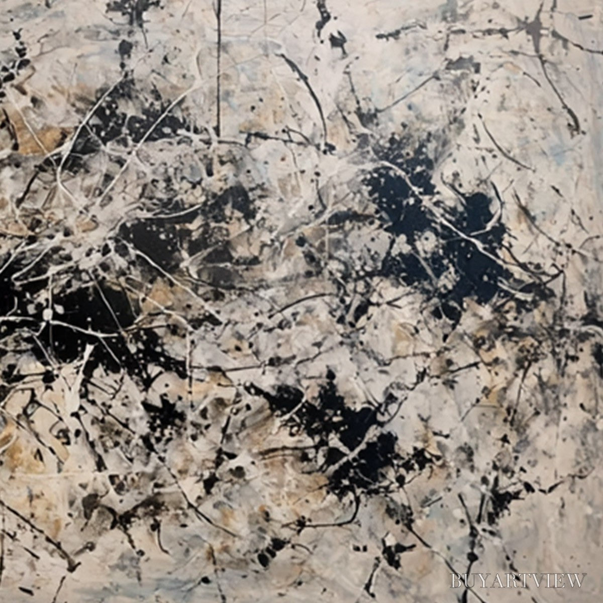 ARTOVITAS Urban Symphony – Large Black and White Abstract Textured Painting - image 5