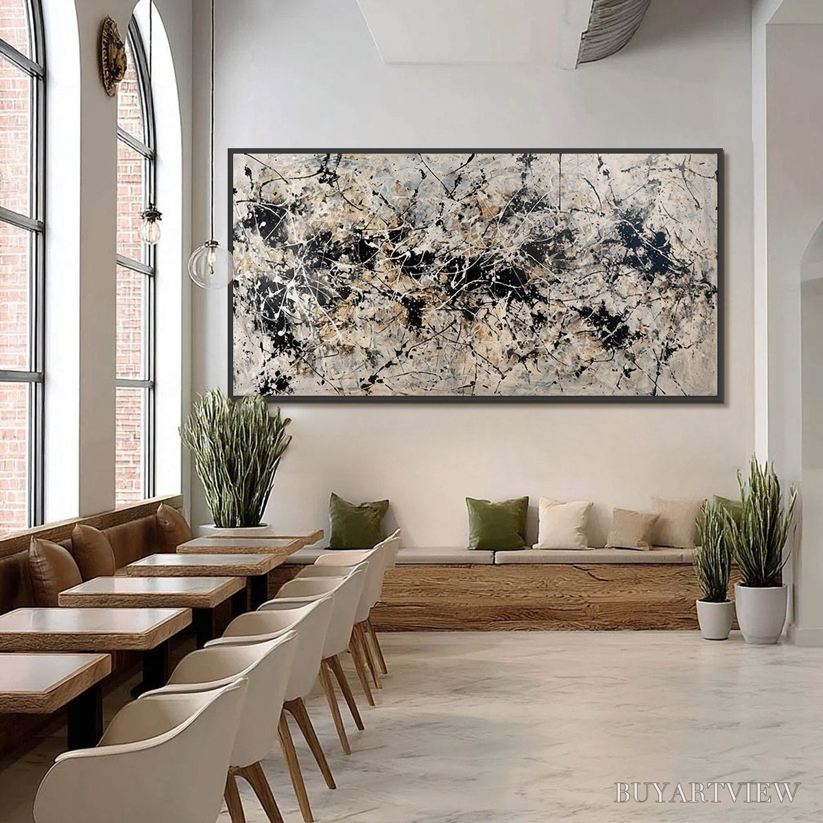 ARTOVITAS Urban Symphony – Large Black and White Abstract Textured Painting - image 6