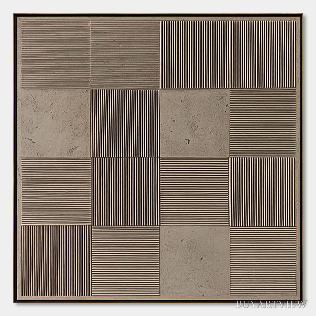 ARTOVITAS Urban Grid – Textured Minimalist Abstract Painting in Neutral Tones - image 1