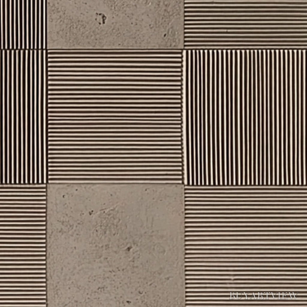 ARTOVITAS Urban Grid – Textured Minimalist Abstract Painting in Neutral Tones - image 3