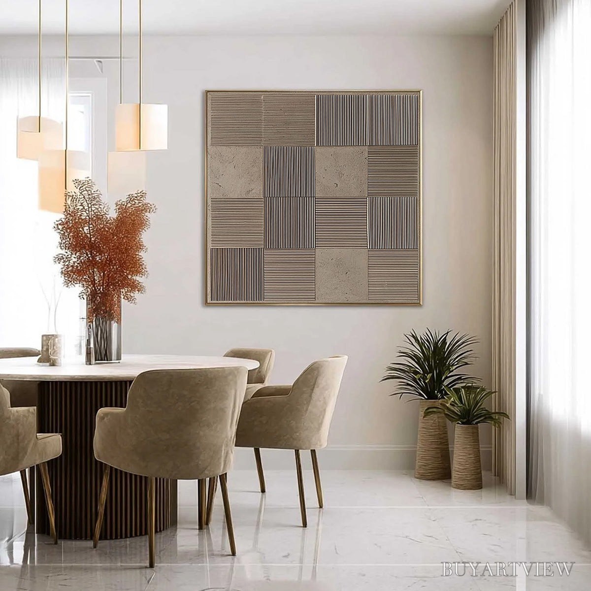 ARTOVITAS Urban Grid – Textured Minimalist Abstract Painting in Neutral Tones - image 4