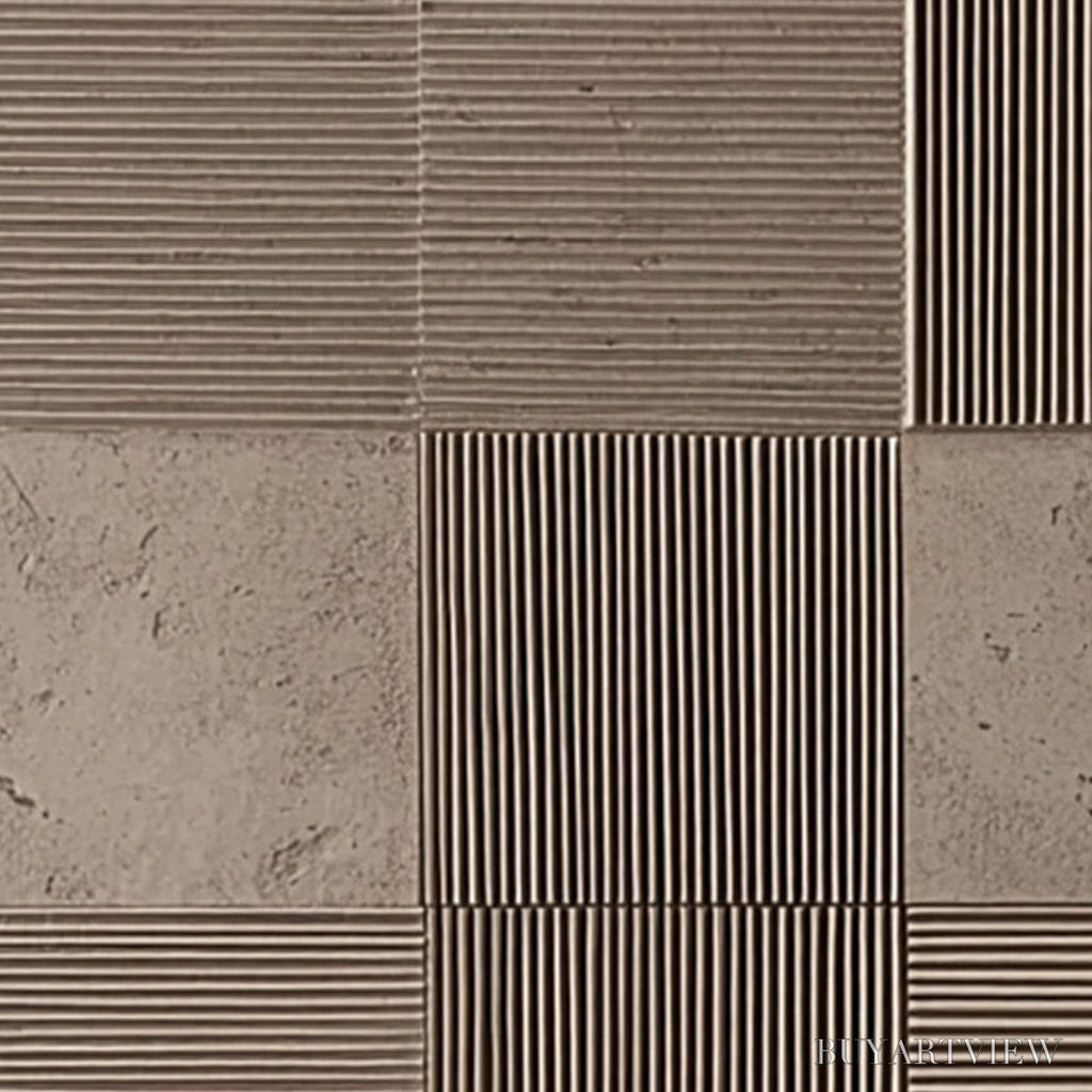 ARTOVITAS Urban Grid – Textured Minimalist Abstract Painting in Neutral Tones - image 5