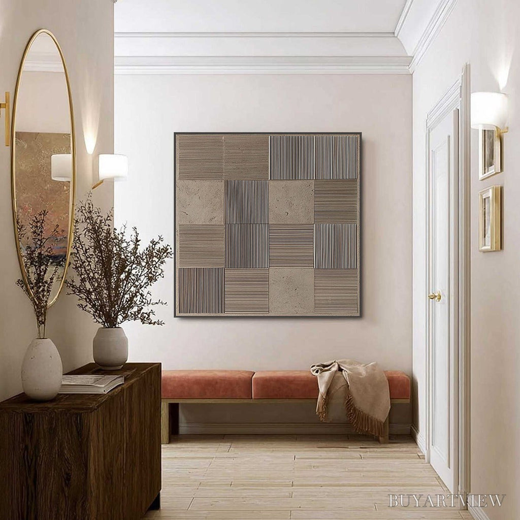 ARTOVITAS Urban Grid – Textured Minimalist Abstract Painting in Neutral Tones - image 6