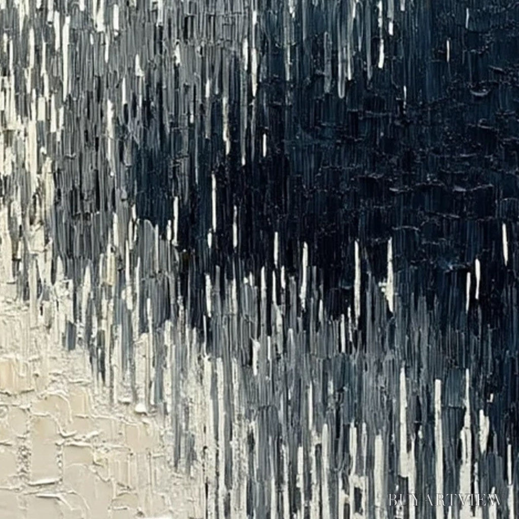 ARTOVITAS Urban Cascade – Large Square Textured Monochrome Abstract Painting - image 3