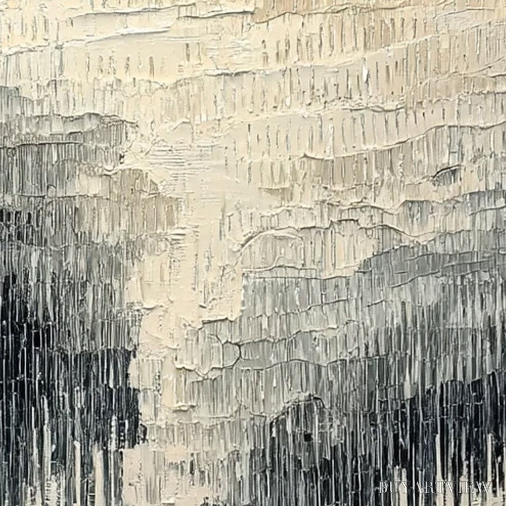 ARTOVITAS Urban Cascade – Large Square Textured Monochrome Abstract Painting - image 5