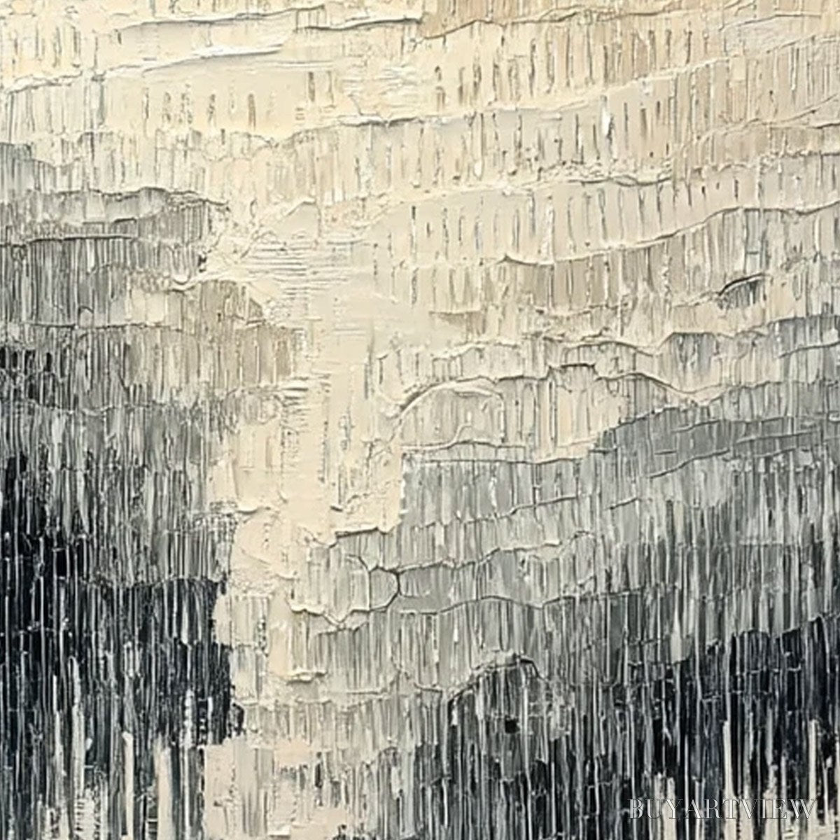 ARTOVITAS Urban Cascade – Large Square Textured Monochrome Abstract Painting - image 5