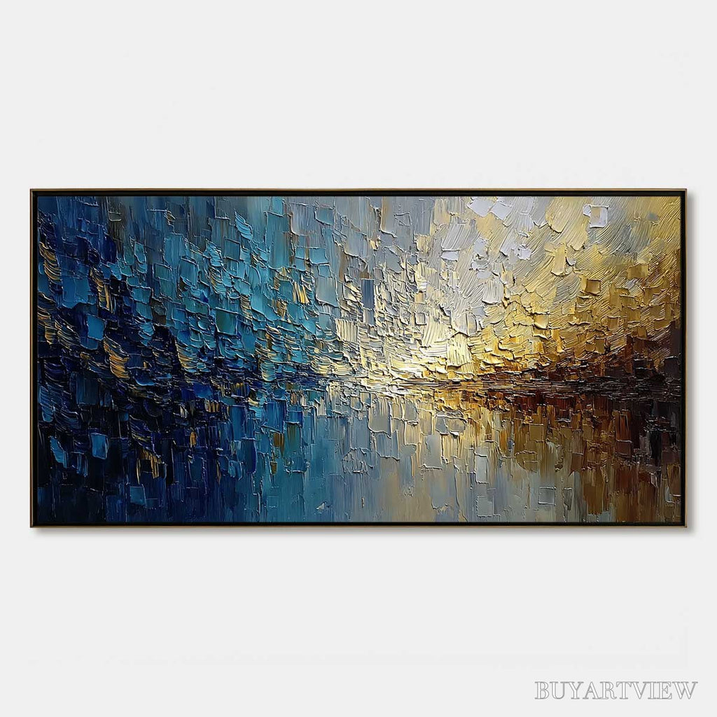 ARTOVITAS Harbor Dawn – Heavy Texture Abstract Cityscape Oil Painting - image 1