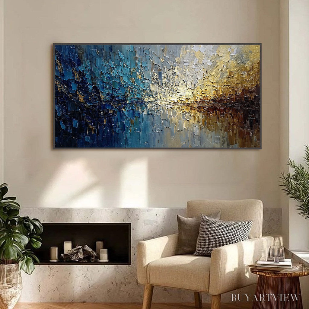 ARTOVITAS Harbor Dawn – Heavy Texture Abstract Cityscape Oil Painting - image 2